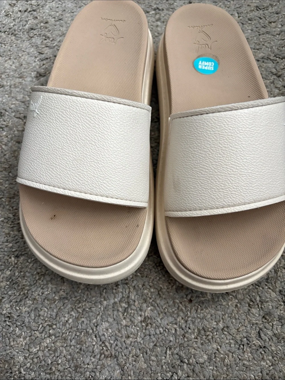 Reef Women's Cream Slide Sandals with Cushioned Footbed